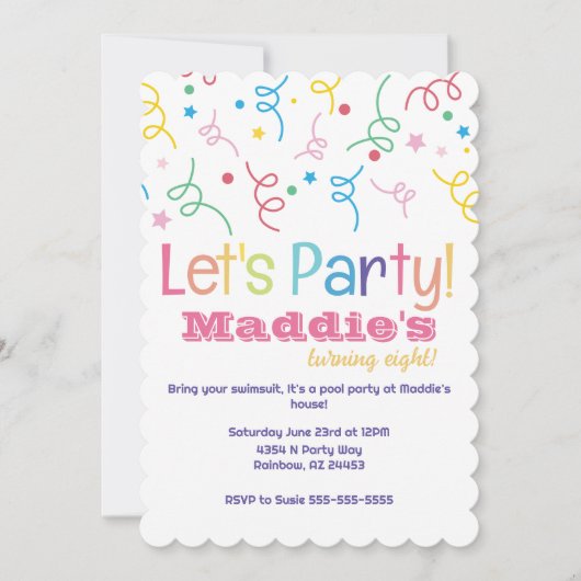 Verjaardagsuitnodiging 'Laten we feest geven met r Kaart (Voorkant)