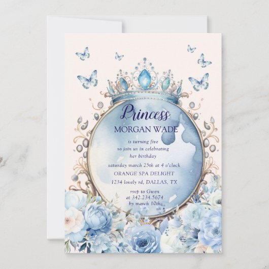 Verjaardagsuitnodiging Little Princess Kind Kaart (Voorkant)