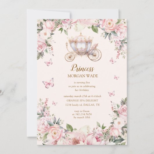 Verjaardagsuitnodiging Little Princess Kind Kaart (Voorkant)