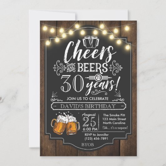 Verjaardagsuitnodiging met Cheers and Beers Kaart (Voorkant)