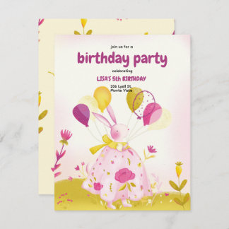 Verjaardagsuitnodiging met een konijn kaart