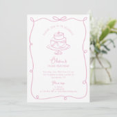 Verjaardagsuitnodiging met fantasierijk kader met  save the date (Staand voorkant)