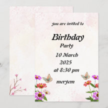 verjaardagsuitnodiging met Floral met vlinders