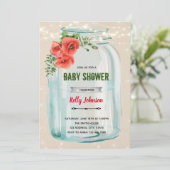 Verjaardagsuitnodiging met klaproos besproeiing kaart (Staand voorkant)