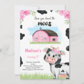 Verjaardagsuitnodiging met leuke koe kaart (Voorkant)