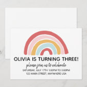 Verjaardagsuitnodiging met regenboog kaart (Voorkant / Achterkant)
