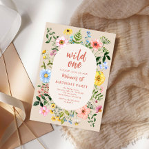 Verjaardagsuitnodiging met waterverf wilde bloemen