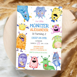 Verjaardagsuitnodiging Monster Jongen Kaart