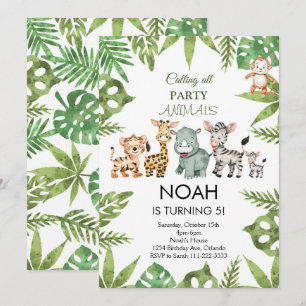 Verjaardagsuitnodiging Party Animals Safari Jungle Kaart