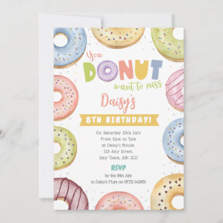 Verjaardagsuitnodiging Pastel Donut - Donut Want T Kaart