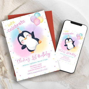 Verjaardagsuitnodiging Penguin Winter Party Kaart