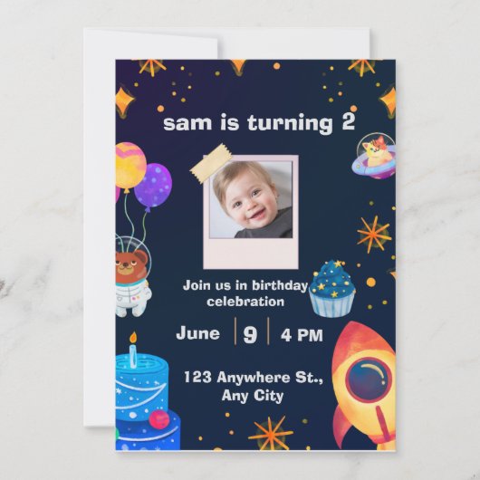 ✨ Verjaardagsuitnodiging | Persoonlijk Feestje Kaart (Voorkant)