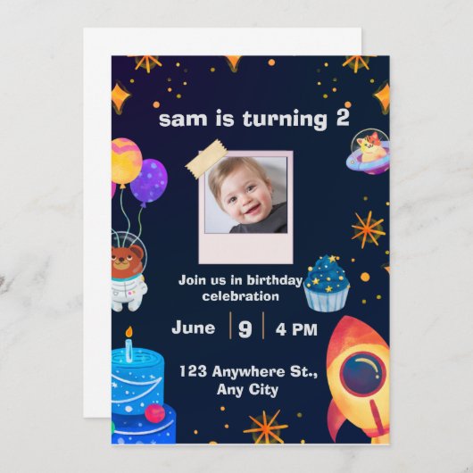 ✨ Verjaardagsuitnodiging | Persoonlijk Feestje Kaart (Voorkant / Achterkant)