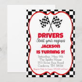 Verjaardagsuitnodiging raceauto kaart (Voorkant / Achterkant)