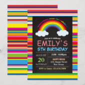 Verjaardagsuitnodiging regenboog kaart (Voorkant / Achterkant)