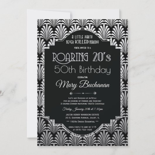 Verjaardagsuitnodiging Roaring Twenties Kaart (Voorkant)
