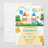 Verjaardagsuitnodiging Speelplaats Kaart (Voorkant / Achterkant)