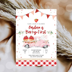 Verjaardagsuitnodiging Strawberry Truck Kaart