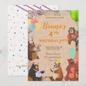 Verjaardagsuitnodiging Teddy Bear Explorer Kaart (Voorkant / Achterkant)