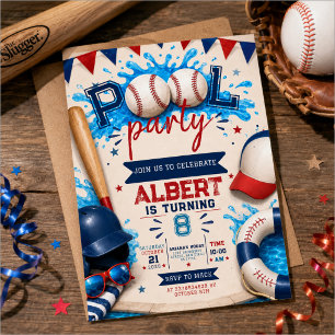 Verjaardagsuitnodiging Template voor Baseball Pool Kaart