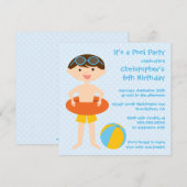 verjaardagsuitnodiging van Cute boy's zomerkoolfee Kaart (Voorkant / Achterkant)