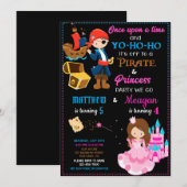 verjaardagsuitnodiging van Pirate en Princess Twee Kaart (Voorkant / Achterkant)