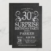 Verjaardagsuitnodiging verrassingsfeest 30ste verj kaart (Voorkant / Achterkant)