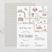 Verjaardagsuitnodiging Vervoer Kaart (Voorkant / Achterkant)