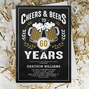 Verjaardagsuitnodiging Vintage Cheers & Beers Kaart