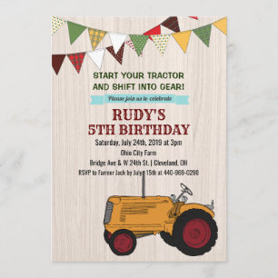 VERJAARDAGSUITNODIGING - Vintage Tractor voor elke Kaart