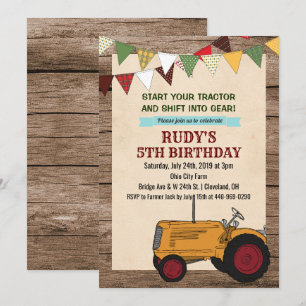 VERJAARDAGSUITNODIGING - Vintage Tractor voor elke Kaart