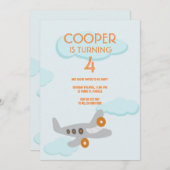 Verjaardagsuitnodiging vliegtuig kaart (Voorkant / Achterkant)