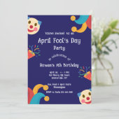 Verjaardagsuitnodiging voor 1 april kaart (Staand voorkant)