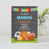 Verjaardagsuitnodiging voor All Star verjaardagsfe Kaart (Staand voorkant)