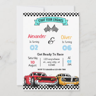 Verjaardagsuitnodiging voor auto's Retro Racing Ca Kaart