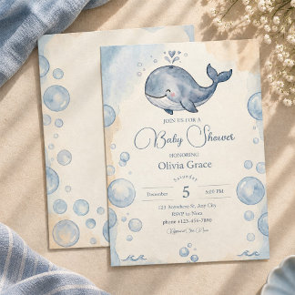 Verjaardagsuitnodiging voor baby onder de zee kaart