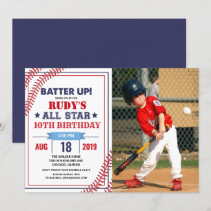 Verjaardagsuitnodiging voor baseball foto - elke l kaart