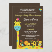 Verjaardagsuitnodiging voor bosdieren baby shower kaart (Voorkant / Achterkant)