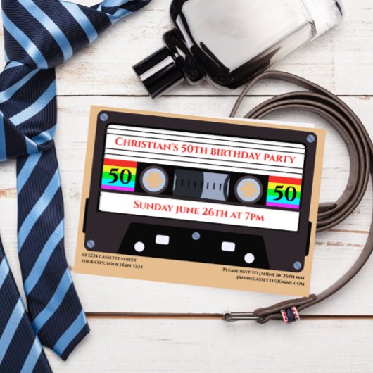 verjaardagsuitnodiging voor cassette kaart