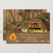 verjaardagsuitnodiging voor Caveman-partij Kaart (Voorkant / Achterkant)