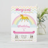 verjaardagsuitnodiging voor de mousserende regenbo kaart (Staand voorkant)