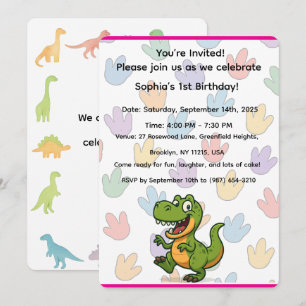 Verjaardagsuitnodiging voor Dinosaurus Kaart