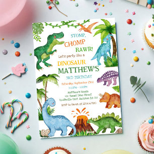 Verjaardagsuitnodiging voor dinosauruskinderen kaart
