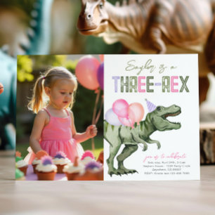 Verjaardagsuitnodiging voor drie-rex dinosaurussen kaart