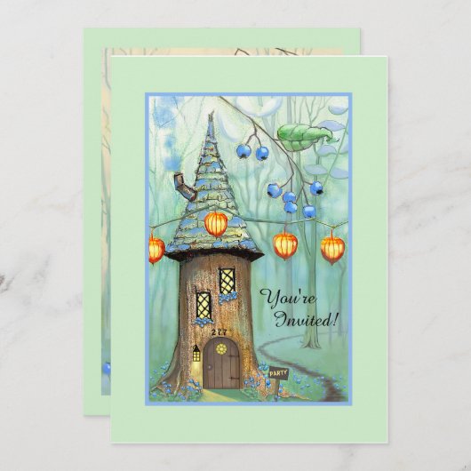 Verjaardagsuitnodiging voor een betoverd bos kaart (Voorkant / Achterkant)