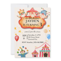 Verjaardagsuitnodiging voor een circus die je zelf