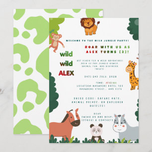 Verjaardagsuitnodiging voor een leuk jungle safari kaart