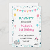 Verjaardagsuitnodiging voor een lieve kat kaart (Voorkant / Achterkant)