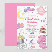 Verjaardagsuitnodiging voor een logeerpartij kaart (Voorkant / Achterkant)