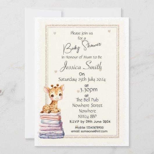 Verjaardagsuitnodiging voor een schattige baby-gir kaart (Voorkant)